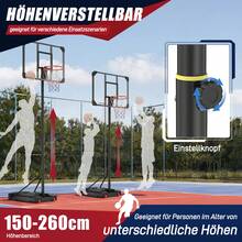 Basketballkorb höhenverstellbar 150–260 cm, Basketballständer mit Rollen für Garten Outdoor - Schwarz - Übersicht 5
