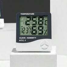 Portable Square Temperature & Humidity Display, Large Screen Digital Readout, Black & White Dual Color Style, Office, Basement Indoor Temperature & Humidity Measuring Instrument (Battery Not Included) - A - View 7