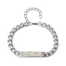 diffone Fashion Stainless Steel Link Chain Bracelet Letter Mountain/Waves/Cross For Men Armband Jewelry - Silver - View 10