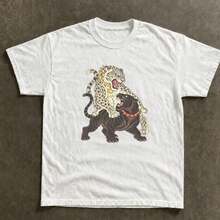 Fit[Graphic Tee] 100% Cotton Jungle Fury Graphic Tee - Wild Jungle AesClothes T Shirts For Men And Women Tops, Streetwear, Halloween, Vacation Outfit - White 1 - View 1
