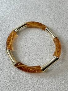 1 pieza/Pulsera de estilo bohemio con articulación de bambú acrílico dopamina, adecuada para mujeres con atuendo Y2K, regalo de joyería de estilo callejero - Multicolor - Ver 4