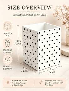 1pc New Black Polka Dot Multifunctional Storage Organizer Box - Tableware Storage Box, Desktop Organizer (Suitable For Storing Tableware, Straws, Tea Bags, Pens, Remote Controls); Compact And Space-Saving, Suitable For Kitchen, Office, Living Room (Please Note The Size Before Ordering) - Multicolor - View 2