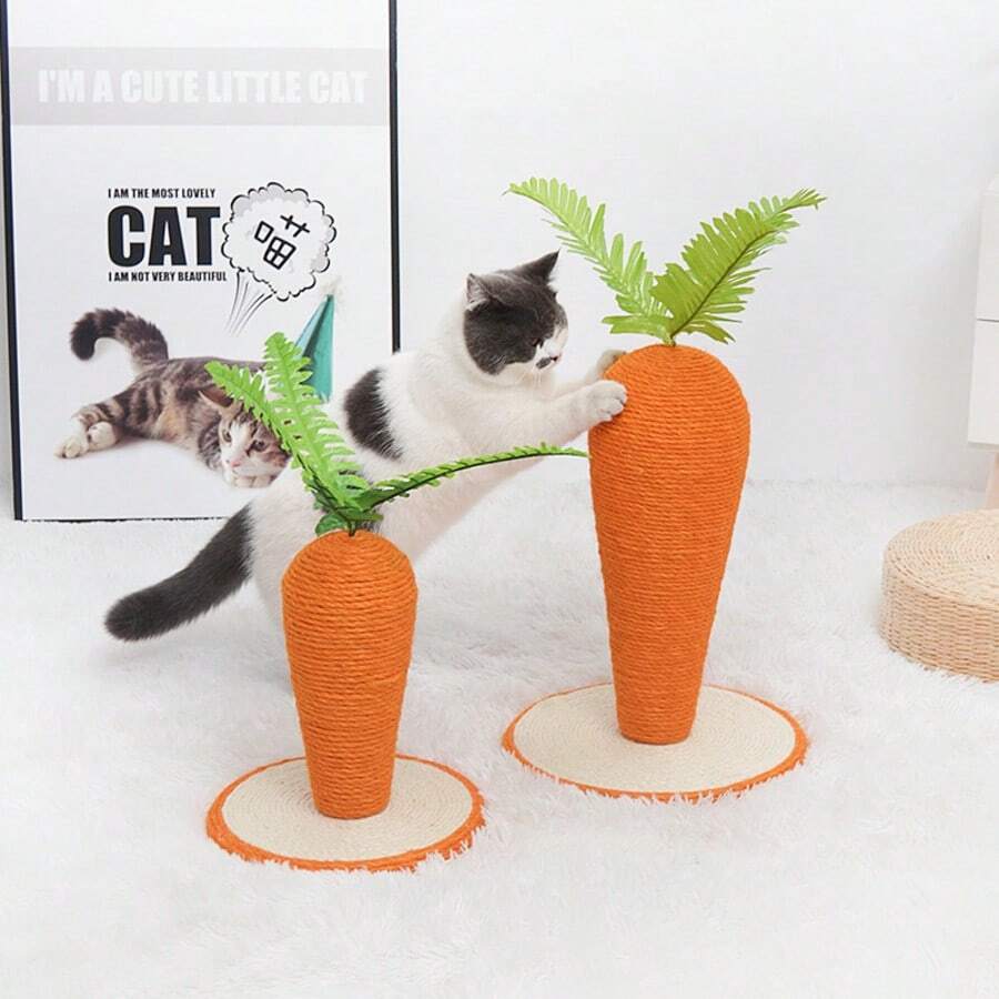 Carrot Shaped Cat Scratching Post & Scratching Board, Durable No-Shedding Cat Scratching Pole, Suitable For Indoor Kittens & Adult Cats - Multicolor - View 1