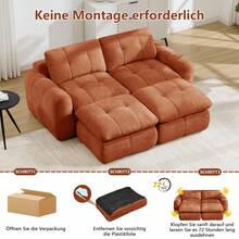 Sofa Orange Made Of Chenille For Living Room - 橘色雙座 - 查看 4