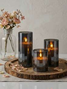 3pcs Flameless Candle Lights With Timer Remote Control, Battery Operated Realistic Candles, Suitable For Halloween, Christmas, Valentine's Day, Mother's Day, Gift, Birthday, Proposal, Wedding, Party, Holiday - Black - Warm Glow - View 2