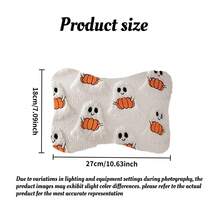 1pc Soft Knitted Touch Car Seat Neck Pillow, Halloween Little Ghost Pattern, Travel Relaxation Head And Neck Support Pillow, Comfortable Car Cushion, All-Season Use - A - View 4