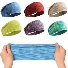 1pc Women's Mixed Color Sports Headband, Yoga Running Fitness Sweat-Absorbing Quick-Dry Elastic Headband Accessory - Multicolor - View 4