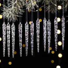 1 Set 12pcs 13cm Shatterproof Acrylic Icicle Christmas Hanging Ornaments, Diamond Refraction Lightweight Tree Decor, Durable Holiday Home Decoration, Multicolor - Multicolor - View 11