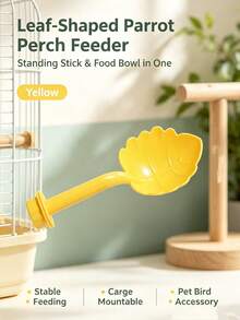 Multifunctional Leaf Parrot Perch Feeding Tray, Bird Cage Accessory Stand‑Stick For Budgie Cockatiel Lovebird - one-size - View 6