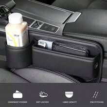 1 Peça Caixa de Armazenamento de Assento de Carro Multiuso com Porta-Copos, Caixa de Armazenamento do Console Central do Carro, Caixa Organizadora Feminina, Essencial para Viagens - A - Visão 2