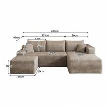 Camel 4 Seat Sofa - Modern L Shape Fabric Sofa For Living Room - 駱駝色 4 人座 - 查看 8