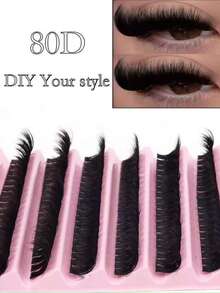 200 Clusters Thick False Eyelashes 80D Reusable Fluffy Single Cluster False Eyelashes Suitable For Party, Stage, Holiday Makeup - DD - View 1