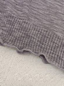 Áo cardigan len dệt kim cài nút màu trơn phong cách thường ngày đa năng size lớn cho mùa thu - Xám - Xem 7