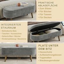 Storage Bench Grey Made Of Chenille For Hallway And Entryway - 深灰色 - 查看 6