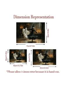 1 Piece Ghost Witch Dancing Painting Poster Dark Academia Print Picture Gothic Wall Arts Vintage Wall Picture Halloween Wall Artwork Living Room Wall Decor No Frame - Cartoon - View 2