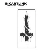 INKARTLINK 1入墨流十字潑濺圖案臨時紋身貼紙，防水身體藝術紋身貼，持效2-5天，水轉印彩色紋身貼，男女皆宜，時尚人士必備，派對裝飾必備，節日慶祝身體裝飾 - 黑色 - 查看 3