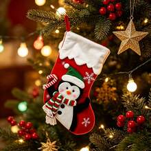 Christmas Stocking Colorful Candy Treat Bag Hanging Decor For Holiday Party - Red - View 5