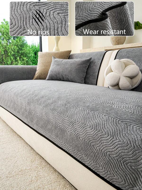 1pc All-Season Comfortable Chenille Sofa Cushion Cover, Modern Minimalist Non-Slip Sofa Seat Cover, Dust-Proof, Dirt-Resistant, Machine Washable, Hand Washable, Fresh Fashionable Soft Non-Fading Non-Shedding Sofa Cover, Bedroom Decor, Pet-Friendly Protective Cover, Adjustable Corner Sofa Cover Suitable For Bedroom, Office, Living Room Combination Furniture, L-Shaped Sofa And 1234-Seater Sofa