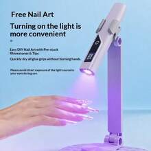 Portable Nail Lamp, Compact Screen Display, Unidirectional Light - Fast Drying Gel Nail Polish Dryer, USB Rechargeable, Handheld With Stand, Nail And Toenail Lighting Lamp, Valentine's Day Gift - Multicolor - View 2
