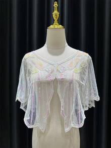 1920年代復古串珠亮片 Flapper 風格披肩斗篷，手工花卉設計，彈性貼身，適合婚禮與晚宴，女性復古魅力飾品 - 多色 - 查看 21