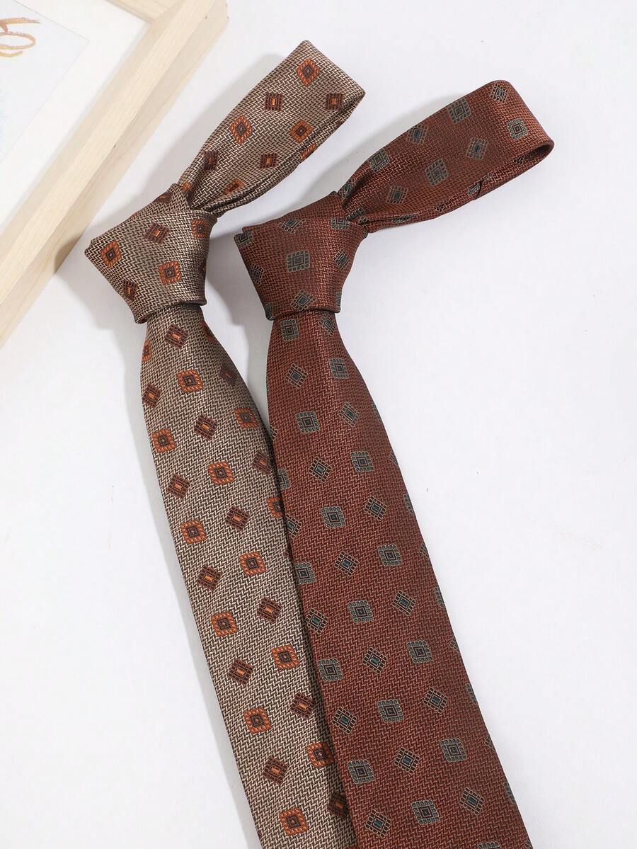 1PC Fashionable Retro Men's Small Plaid Pattern Tie, Comfortable And Versatile, Suitable For Daily Wear, Shopping, Business, Banquet, Party, Date - Multicolor - View 1