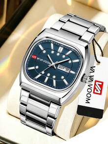 Jam Tangan Bisnis Fashion Pria VA VA VOOM, Dengan Fungsi Tanggal dan Hari dalam Seminggu, Layar Bercahaya, Kemasan Kotak Hadiah Elegan, Hadiah Sempurna untuk Pria - Satu-Ukuran - View 5