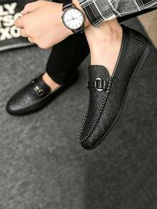Men's Loafers New Casual Shoes Versatile Soft Sole Driving Loafers Slip-On Fisherman Shoes Slouchy Shoes British Style Boat Shoes Flat Canvas Shoes Men's Shoes Black Dress Shoes Flat Shoes (Runs Small And Narrow, Order 2 Sizes Up) - Black - View 6