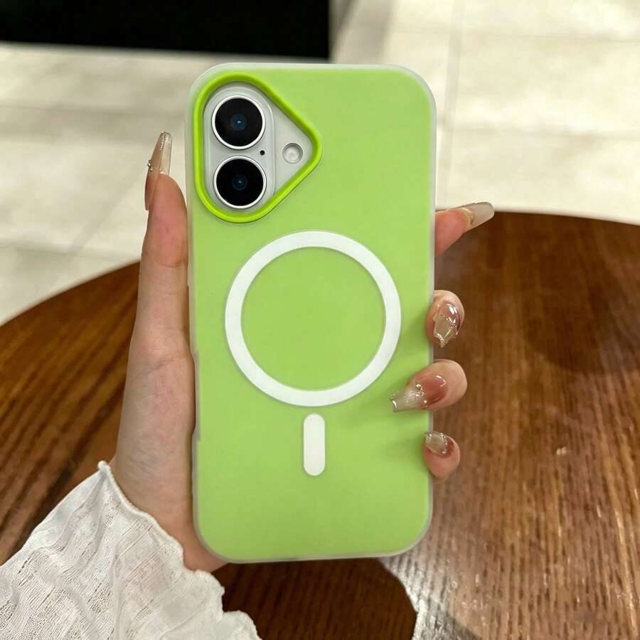 夏季清新色果凍感 2 合 1 磁吸手機殼,相容 iPhone 16 17 16e 17e,磨砂質感防摔硬殼,相容 iPhone 15 14 13 11 16 Pro Max 17 Pro Max 12 - 綠色 - 查看 1