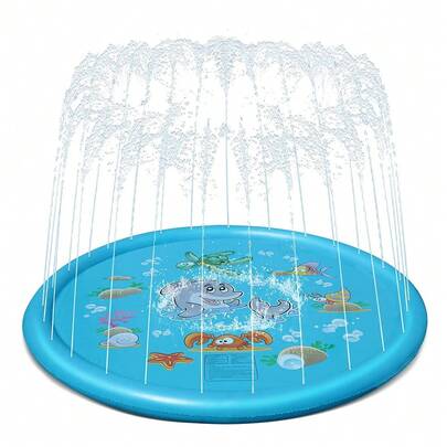 Piscina Redonda Com Chafariz Jato DÁgua Esteira Sprinklers Infantil Para Crianças e Animais de Estimação Cachorro Pets