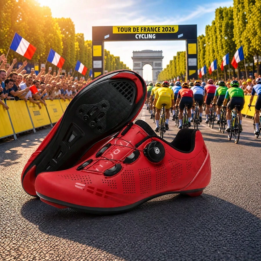 Men's Professional Road Cycling Shoes, Road Bike Shoes, Sports Sneakers For Cycling - Red - View 1