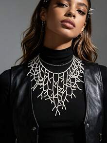 Xiacheng 1Pc Gothic Corals Choker Necklace Versatile Fashion Pieces Accessory Portable For Stylish Outfits Ladies,Women Unique Punk Y2K Jewelry For Halloween - White - View 8