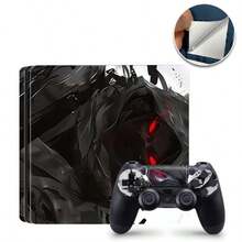 Vinyl Protective Skin Decal Compatible With PS4 Slim Console And Controller, Dark Masked Samurai Art, Waterproof, Scratch-Resistant, Removable With No Residue - View 4