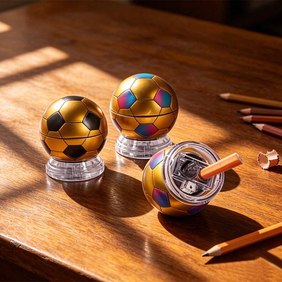 1pc Random Gold Pencil Sharpener, 3-Hole Design, Can Sharpen Different Thickness Pencils, Suitable For Art, Office, Home And Workplace - Multiple Colors and Random Styles - View 1