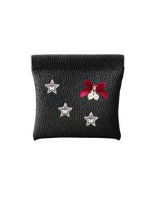 Cute Star Bow‑Pearl Decor Self-Closing Wallet Passport Document Holder Data Cash Storage Bag Cosmetic Bag Vacation Travel Essentials Accessories - Multicolor - View 13