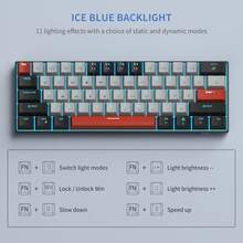 MageGee Star61 Mini Gaming Mechanical Keyboard, 60% Layout 61 Keys, Blue LED Backlit, Wired NKRO Multi-Device Gaming Keyboard, Optional Custom Red/Blue/Brown Switches, Suitable For Laptop PC Gamers - Black - View 5
