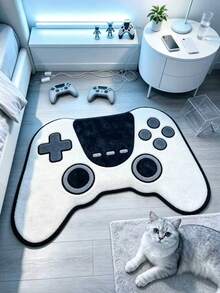 1pc White Game Controller Decorative Rug, Decorative Rug, Bedroom Decor, Small Rug, Rug, Home Decor, Living Room Rug, Living Room Small Rug, Bedroom Rug, Living Room Home Decor, Outdoor Rug, Washable Rug, Graduation Gift - Multicolor - View 1