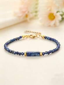 YAUKIA Vòng tay may mắn đá Lapis Lazuli tự nhiên, trang sức xếp lớp phong cách Boho tối giản, phù hợp đeo hàng ngày, mang lại năng lượng, bảo vệ và hài hòa, quà tặng đeo hàng ngày - Nhiều màu - Xem 4