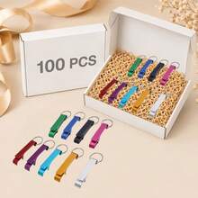 100pcs Customized Engraved Metal Bottle Opener Keychain - Can Engrave Name Or Text, Bulk Boxed, Perfect For Wedding, Birthday, Company Gift And Party Favors; Customizable - Multicolor - View 17