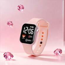 6Pcs/Set Girls' Electronic Watch Jewelry Set, Multi-Color Minimalist Sports College Style LED Digital Display Watch With Matching Color Bracelet, High-End Fashion Versatile, Silicone Strap Comfortable And Durable, Perfect For Daily Wear, Best Gift Choice (Gift Box Not Included) - Multicolor - View 5