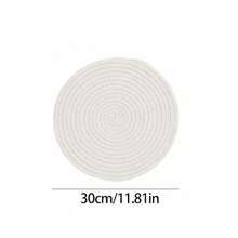 Woven Rope Placemat & Drink Coaster Set, Farmhouse Boho Minimalist Table Decor For Coffee Table Dining Table, Natural Handwoven Round Table Mats For Home Kitchen Dining Party Decoration, 1Pc 4Pcs - White - View 11