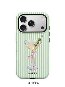 GIIPPA 1 件装浅绿色条纹图案 17 Pro Max 手机壳，也适用于 16 Pro Max、15 Pro Max、14 Pro Max，韩版时尚趣味手机壳，兼容 11/12/13/14/15/16 Pro Max Plus，男女皆宜的优雅设计，是圣诞节、情人节、复活节、婚礼季和生日送给女友的理想礼物。 - 淺綠色 - 查看 1