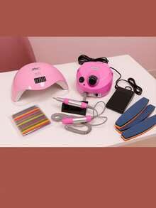 Tesouro direto Import 2 Sun 5 Led UV Nail Designer Machines Cabin And Electric Sander White Color - Nail Drill 110v/220v - 淺粉色 - 查看 3