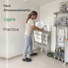 Silla Plegable Plástica Reforzada Jardín Exterior Uso Rudo - Blanco - Ver 6