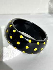 Yellow & Black Striped White Polka Dot Black Resin Polka Dot Bracelet, Harajuku Y2K Decorative Bracelet, Summer Beach Vacation Decorative Bracelet - Multicolor - View 12