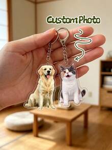 1/2 Pcs Custom Pet Photo Keychain, Custom Acrylic Key Chain, Personalized Bag Charm, Handbag Pendant, Gift For Pet Lovers - Multicolor - View 1