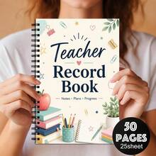 1PC A5 Teacher Record Book Spiral Notebook, 50 Pages/25 Sheets, Book Apple Pencil Clip And Botanical Journal For Class Records, Lesson Plans, Progress Tracking And Teacher Gifts - A5 - View 9