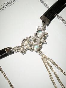 Rhinestone Pearl Waist Chain Belt Layered Body Chain Sexy Belly Chain Pendant Crystal Bikini Beach Jewelry Festival Party Women Accessories - Multicolor - View 3