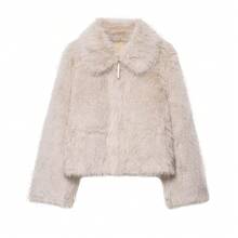 DEEKA Autumn/Winter New Women's European And American Style Fashion Minimalist Versatile Double-Sided Faux Fur Effect Jacket - Beige - View 3