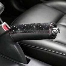 Luxury Diamond‑Studded Car Gear Shift Knob Cover Handbrake Sleeve, PU Leather Auto Gear Lever Protection Cover, Universal Fit Most Vehicles, Stylish Car Interior Modification Accessories - B - View 10