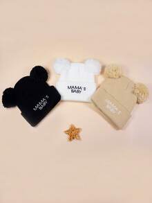 3件組 MAMA BABY 刺繡圖案嬰兒帽，適合女嬰與男嬰，輕量可調節，適合戶外保暖穿著 - 彩色 - 查看 8